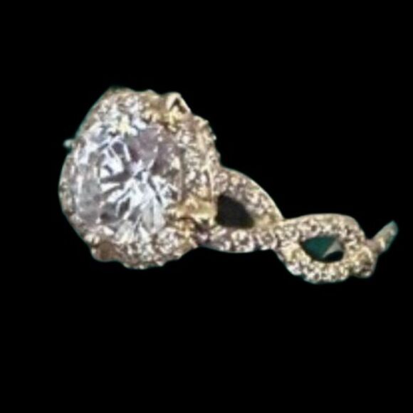 Gold FE Sterling Silver 925 CZ Infinity Solitaire Ring 6 - Picture 5 of 6